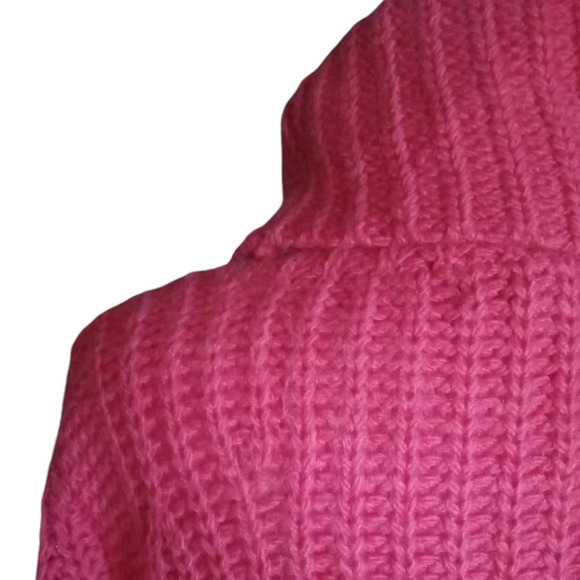 Banana Republic Dark Pink Chunky Knit Wool Alpaca Blend Cowl Neck Sweater Medium - Picture 6 of 8